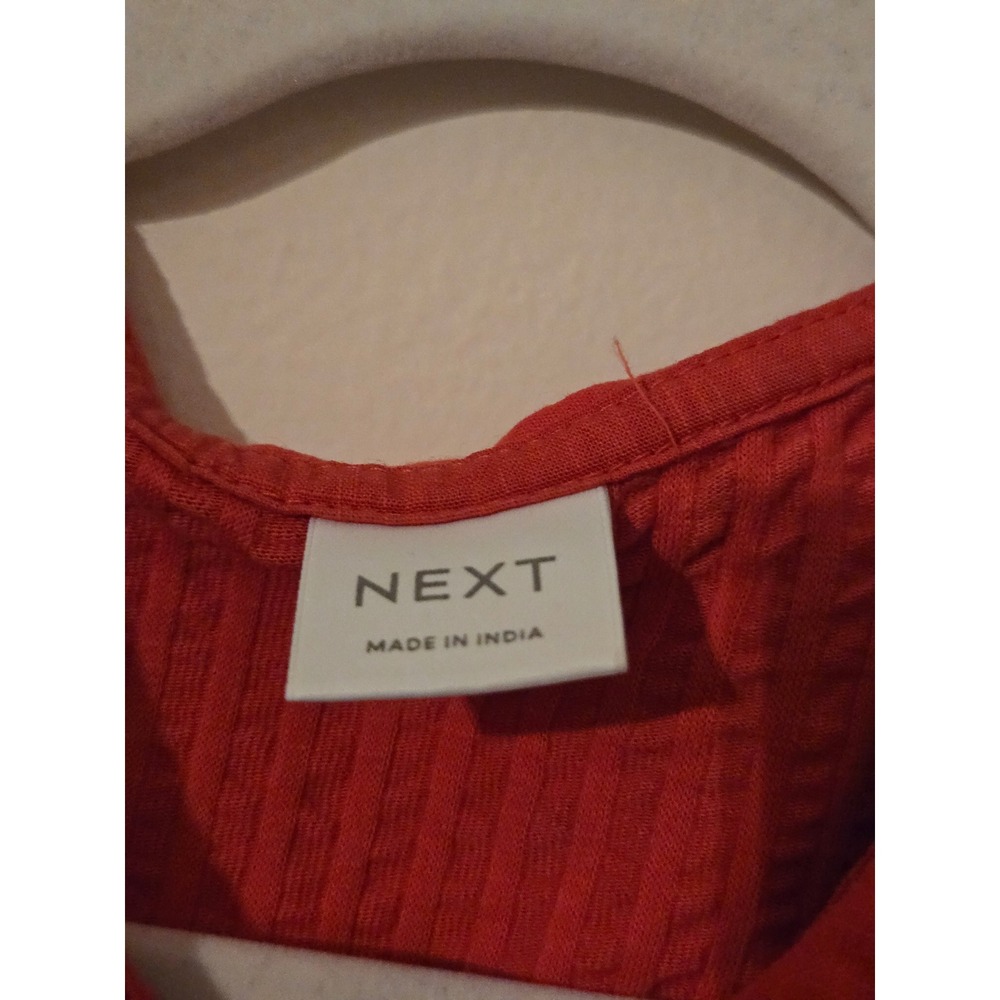 Next Kids Red Seersucker Embroidered Collar Dress 2-3 Years N13-167-383 - Picture 5 of 6